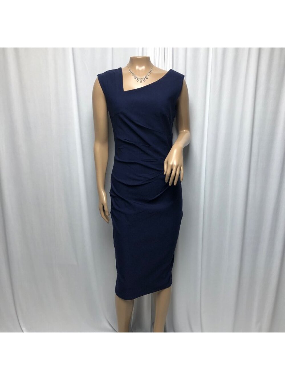 Muxxn Dress Womens Size Medium Navy Retro 1950s Style Sleeveless Pencil NEW